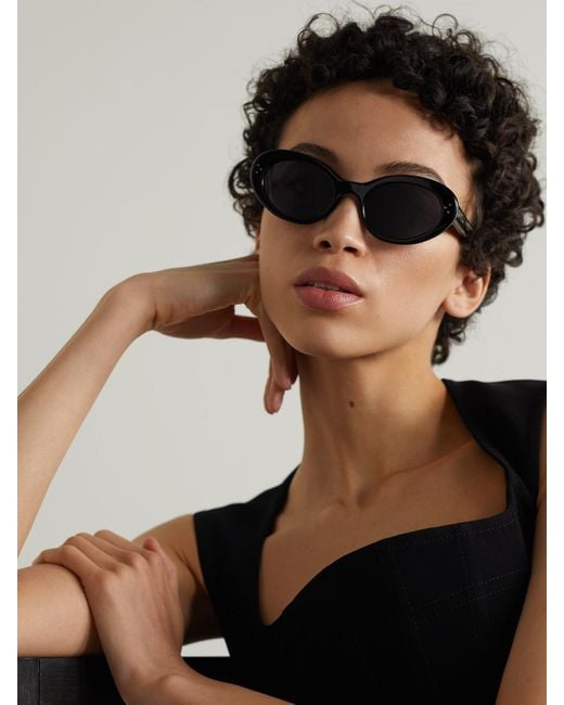 Céline Black Oval-Frame Acetate Sunglasses