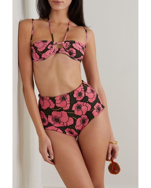 Agua Bendita Pink Net Sustain Geranio Embroidered Recycled Bikini Briefs