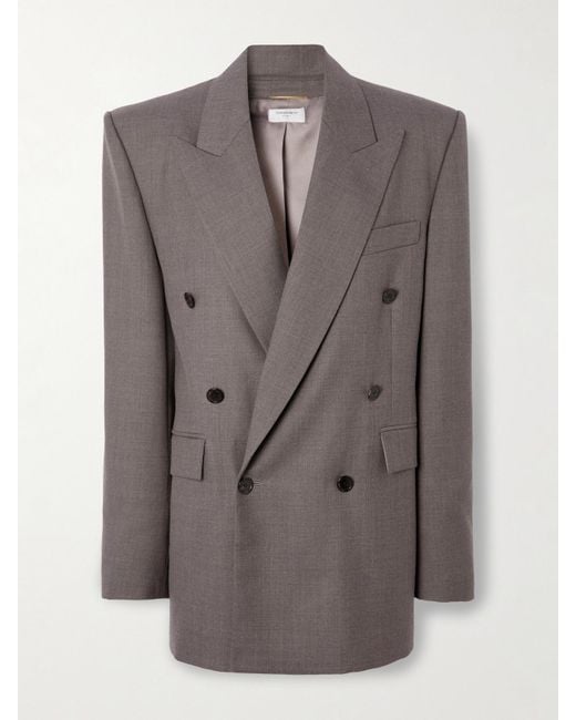 Saint Laurent Gray Doppelreihiger Blazer Aus Wolle