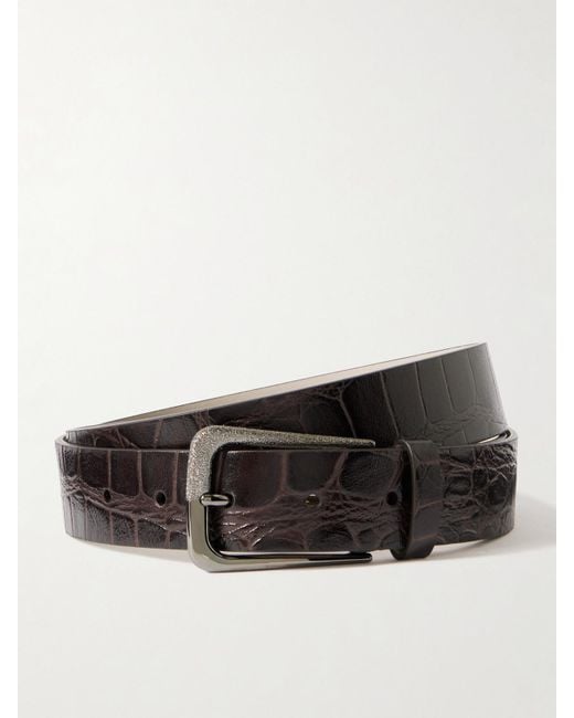 Brunello Cucinelli Brown Gürtel Aus Leder Mit Krokodileffekt