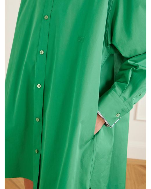 Loewe Green Logo-Embroidered Cotton-Poplin Midi Shirt Dress
