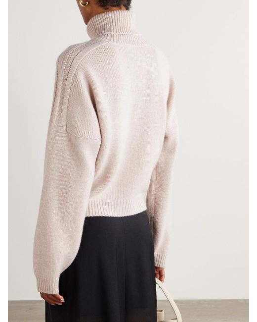 LeKasha Natural Bangkok Ribbed Organic Cashmere Turtleneck Sweater