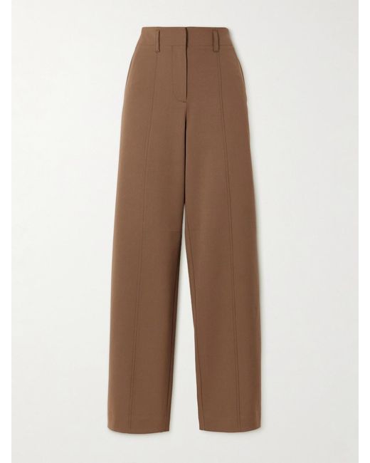 Ulla Johnson Brown Ames Pleated Twill Barrel-Leg Pants