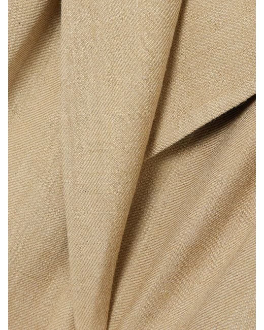 Ralph Lauren Natural Alecia Frayed Silk And Linen-Blend Twill Midi Shirt Dress