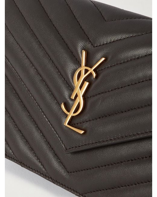 Saint Laurent Black Cassandre Envelope Matelassé Leather Shoulder Bag