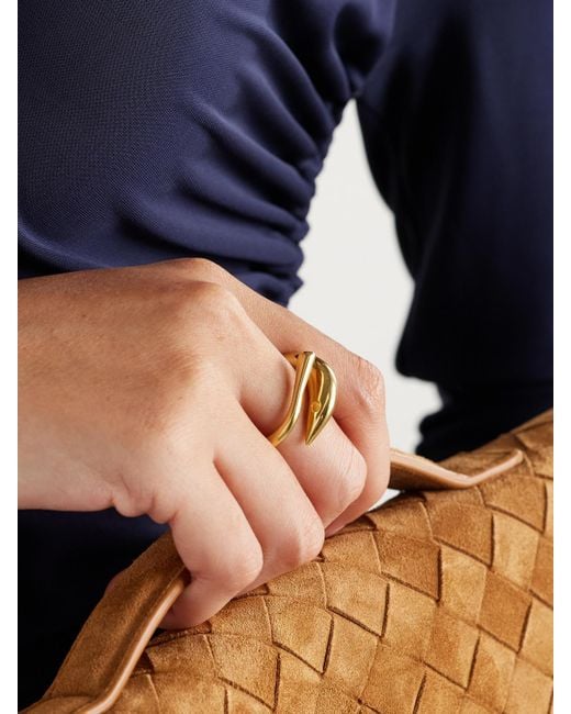 Bottega Veneta Metallic Sardine-Plated Ring