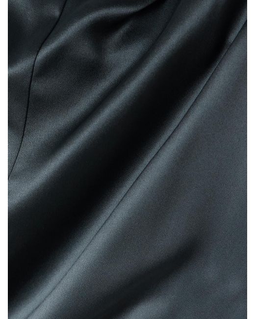 TOVE Blue Sabi Gathered Silk-Satin And -Chiffon Gown