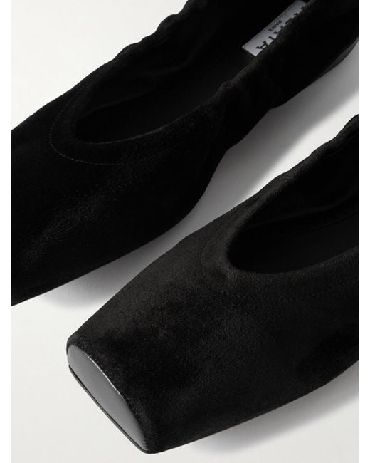 Alaïa Black Ballerinas Aus Veloursleder Mit Lederbesätzen