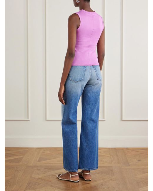 Flore Flore Pink Esmé Ribbed Organic Cotton-Jersey Tank