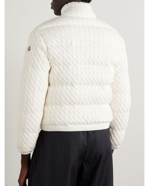 Doudoune En Coton Mélangé À Mailles Torsadées Et En Duvet Moncler en coloris Natural