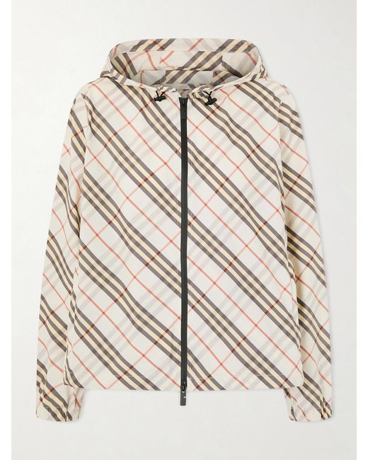 Burberry Natural Checked Hooded Shell Jacket