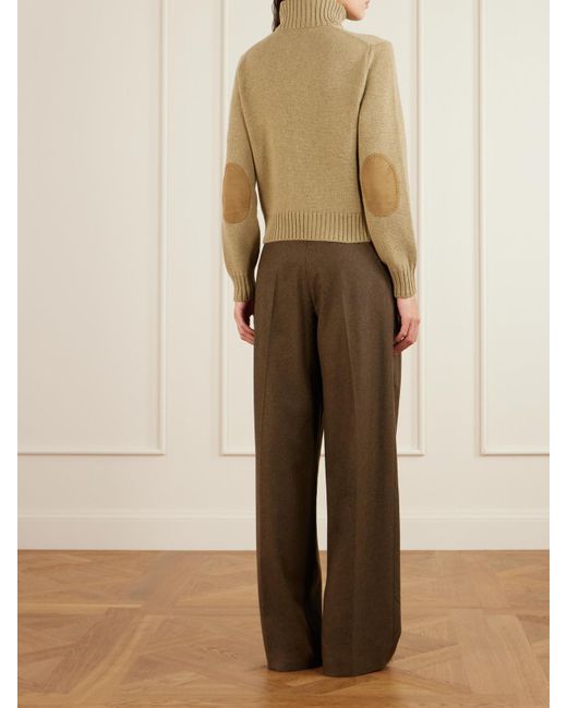 Loro Piana Natural Parksville Suede-Trimmed Cashmere Cardigan