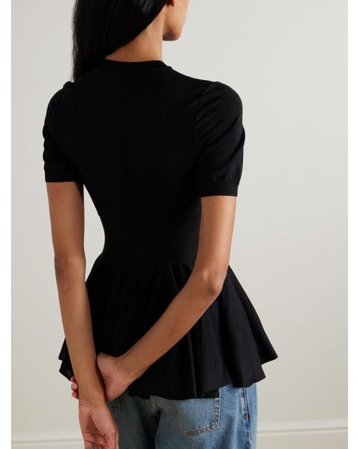Alaïa Black Wool Peplum Top