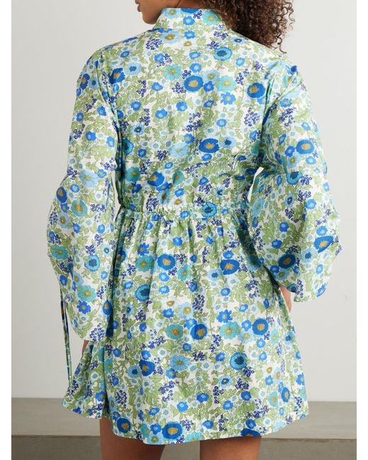 ALÉMAIS Blue Pam Floral-Print Organic Cotton-Poplin Mini Dress