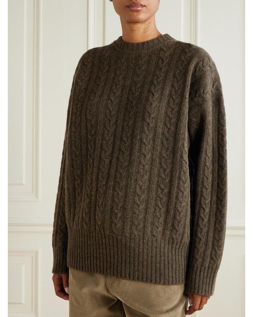Rohe Green Oversized Cable-Knit Wool Sweater