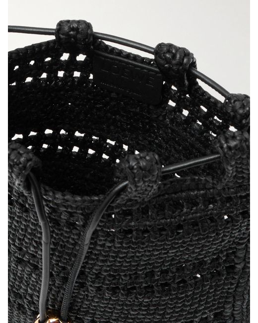 Sac Porté Épaule En Raphia À Broderie Et À Finitions En Cuir X Paula's Ibiza Loewe en coloris White