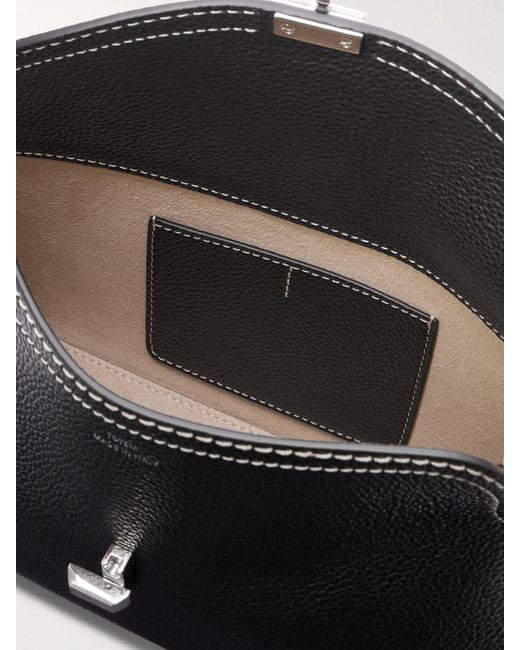 Totême  Black T-Lock Textured-Leather Clutch