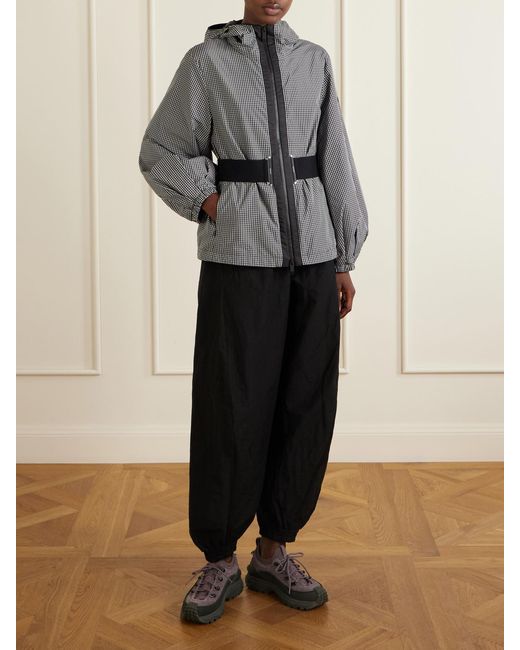Moncler Gray Rythme Belted Checked Shell Jacket
