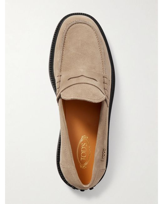 Tod's Natural Gomma Suede Loafers