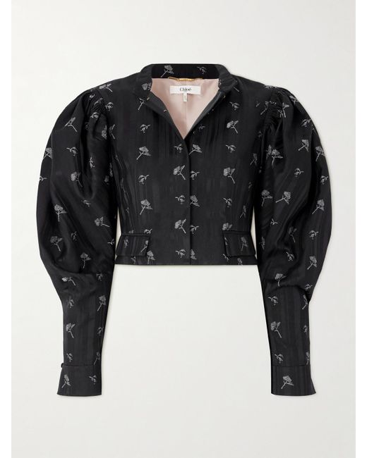 Chloé Blue Jacke Aus Einer Baumwoll-Seidenmischung