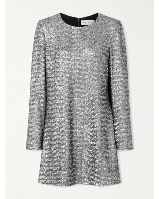 Veronica de Piante Gray Layla Sequined Tulle Mini Dress