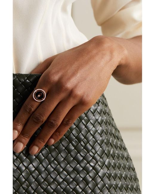 Messika Metallic Lucky Move 18-Karat Rose, Onyx And Diamond Ring