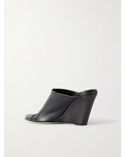 Christen Black 75 Stretch Leather Wedge Mules