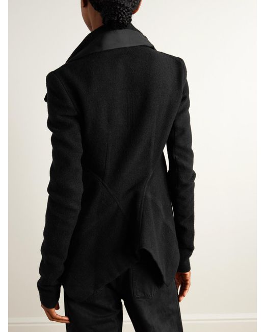 Veste À Col Montant En Laine Bouillie À Finitions En Satin Giacca Rick Owens en coloris Black