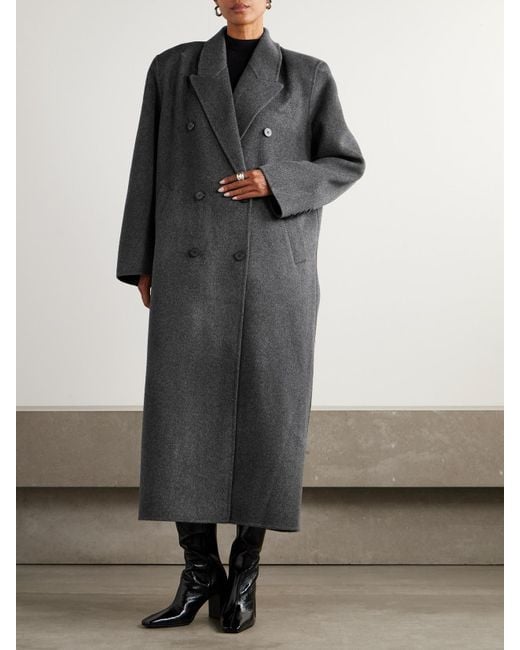 Frankie Shop Black Gaia Double-Breasted Wool-Blend Coat