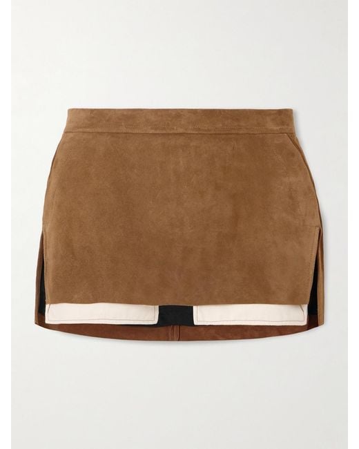 Rick Owens Natural Fog Layered Suede Mini Skirt