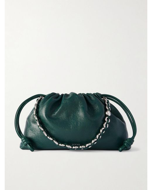 Loewe Green Flamenco Large Textured-Leather Shoulder Bag
