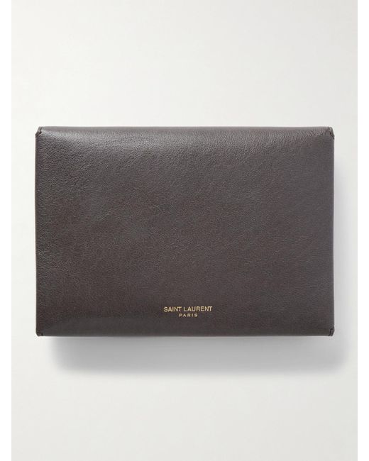 Saint Laurent Gray Textured-Leather Wallet