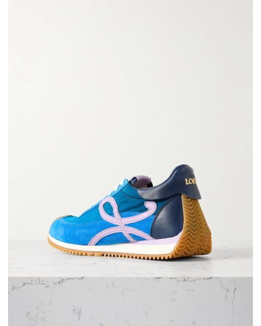 Loewe Blue Flow Runner 2.0 Leather-Trimmed Shell And Suede Sneakers