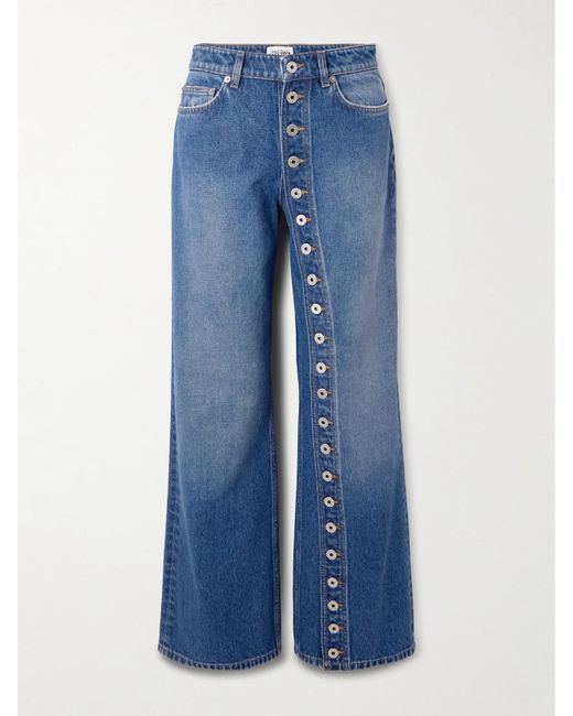 Jean Paul Gaultier Blue Haute Jeanerie Embellished Low-Rise Wide-Leg Jeans