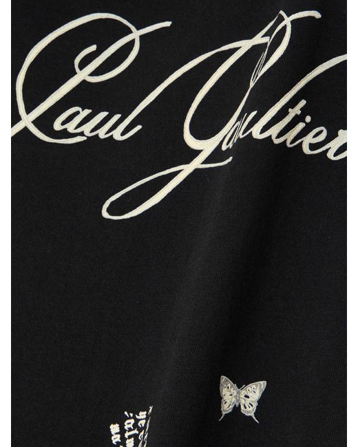 Jean Paul Gaultier Black T-Shirt Aus Baumwoll-Jersey Mit Prints