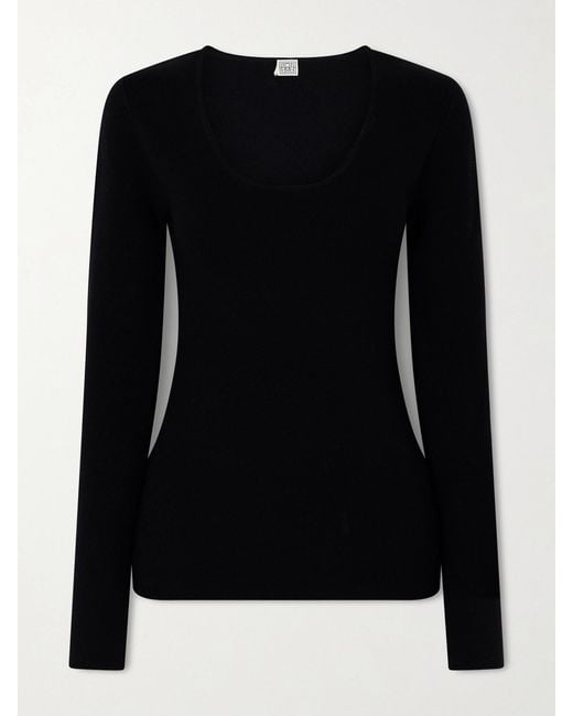 Totême Black Wool-Blend Top