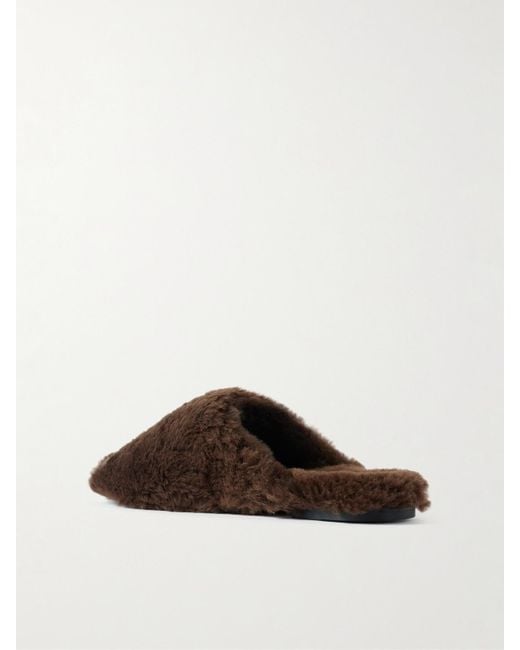 Aeyde Brown Rega Shearling Slip-Ons