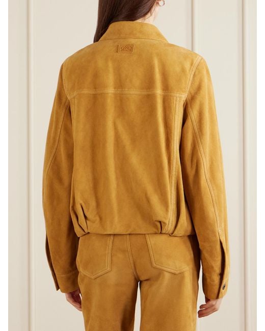Loewe Yellow Gathered Suede Jacket