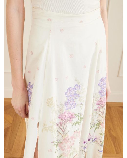 Charo Ruiz Pink Ventine Floral-Print Cotton-Blend Maxi Skirt