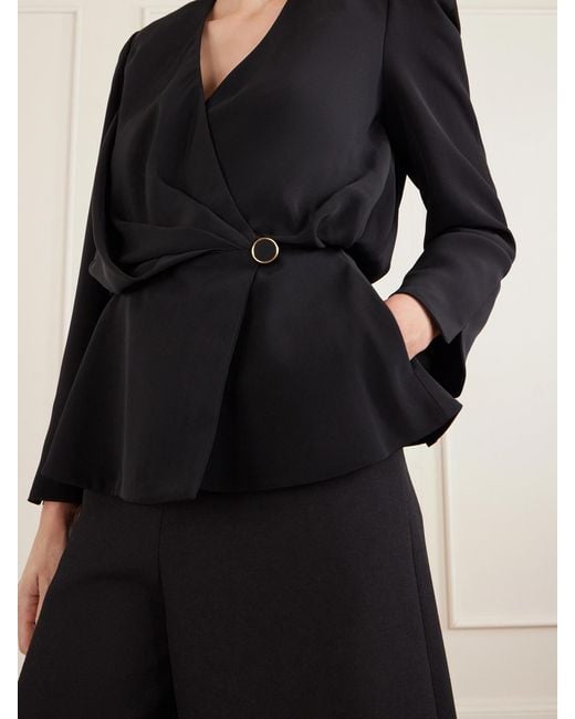 Chloé Black Gathered Faille Blouse