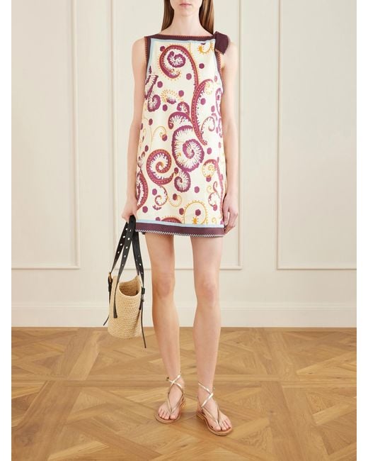 ALÉMAIS White Wilson Floral-Print Linen And Silk-Blend Twill Mini Dress