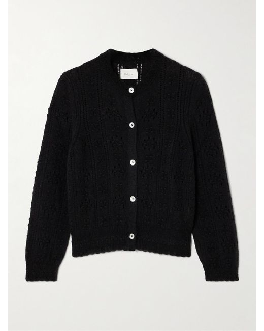 Doen Black Cassidy Pointelle-Knit Alpaca-Blend Cardigan