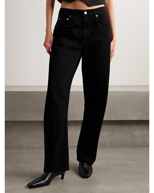 Citizens of Humanity Black Miro Long Mid-Rise Barrel-Leg Jeans