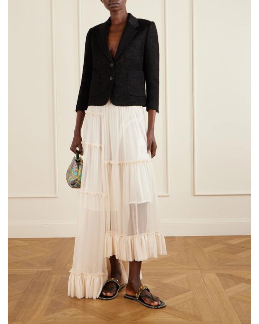 Dries Van Noten Black Bamis Floral-Jacquard Blazer