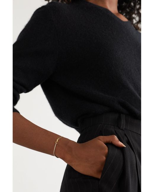 Saint Laurent Natural Cassandre-Tone Crystal Bracelet