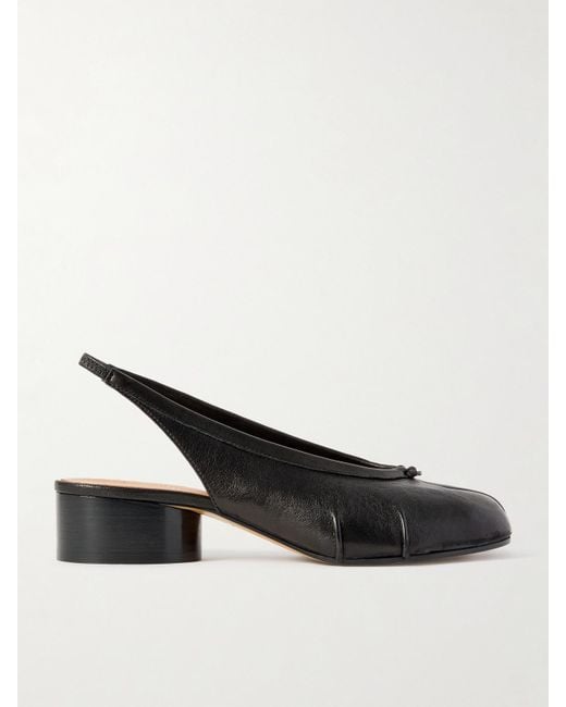 Maison Margiela Black Tabi Split-Toe Leather Slingback Pumps