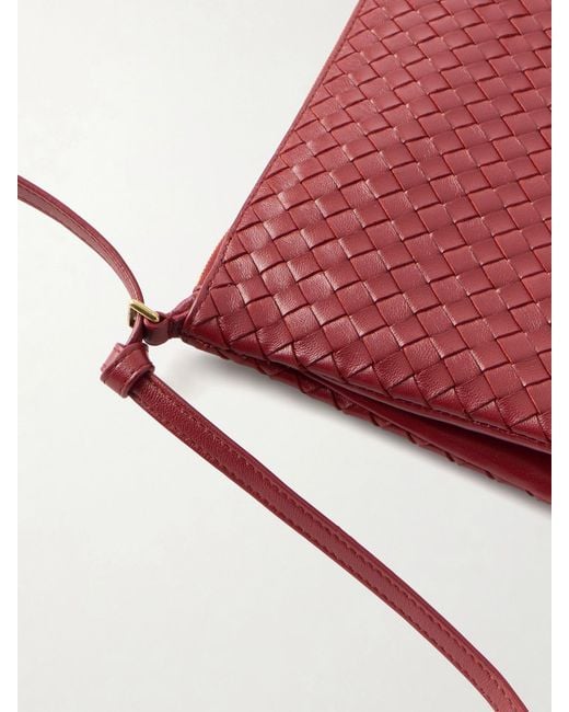 Bottega Veneta Red Gemellini Intrecciato Leather Shoulder Bag