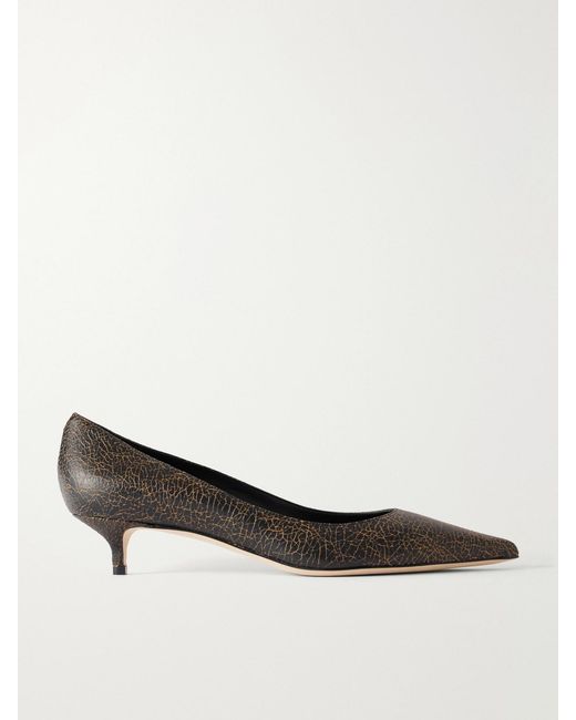 Jimmy Choo Brown Amelia 30 Crinkled-Leather Pumps