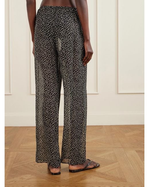 Nili Lotan Black Polka-Dot Silk Straight-Leg Pants