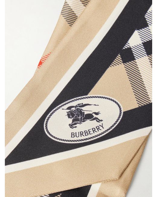Burberry White Checked Silk-Twill Scarf